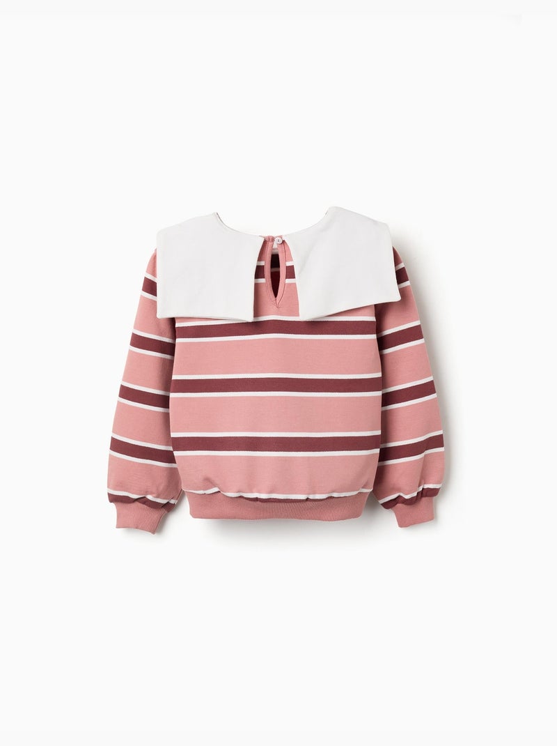 Felpa a righe con colletto a forma di fiocco Rosa - Kiabi