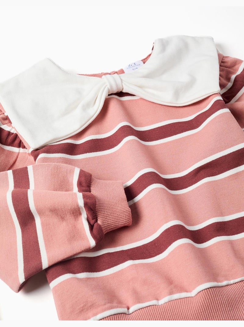 Felpa a righe con colletto a forma di fiocco Rosa - Kiabi