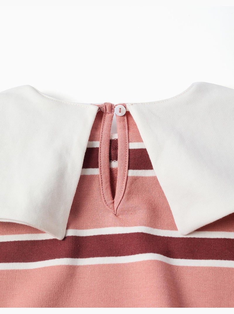 Felpa a righe con colletto a forma di fiocco Rosa - Kiabi