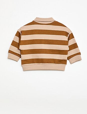 Felpa a righe con colletto polo