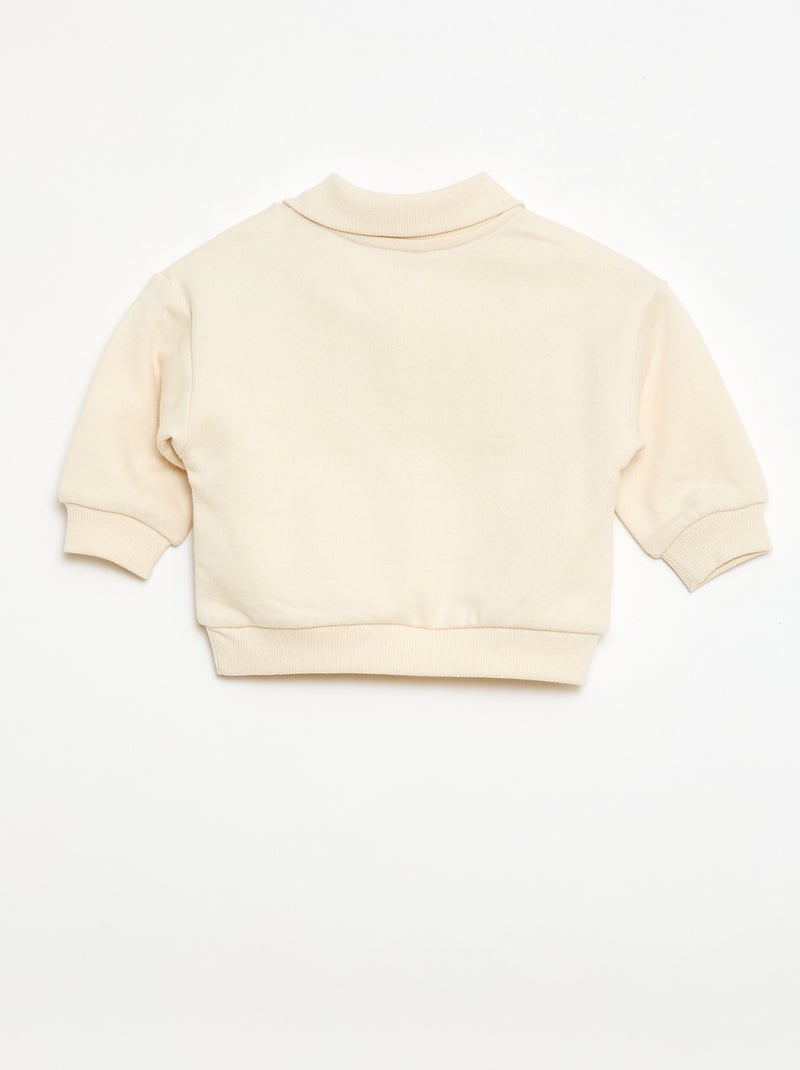 Felpa a righe con colletto polo Bianco - Kiabi