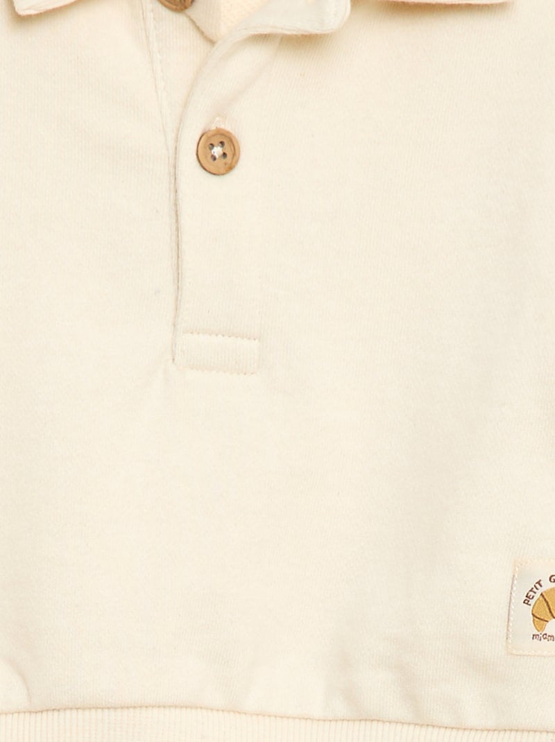 Felpa a righe con colletto polo Bianco - Kiabi