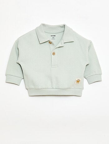 Felpa a righe con colletto polo