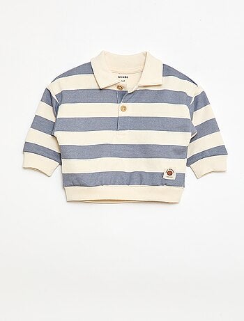 Felpa a righe con colletto polo