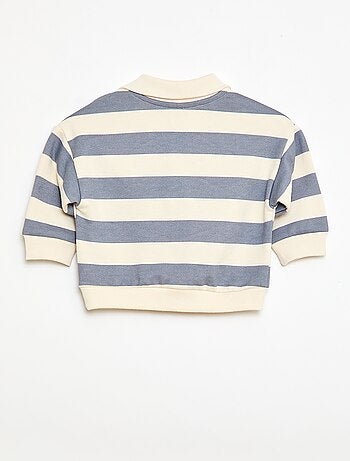 Felpa a righe con colletto polo