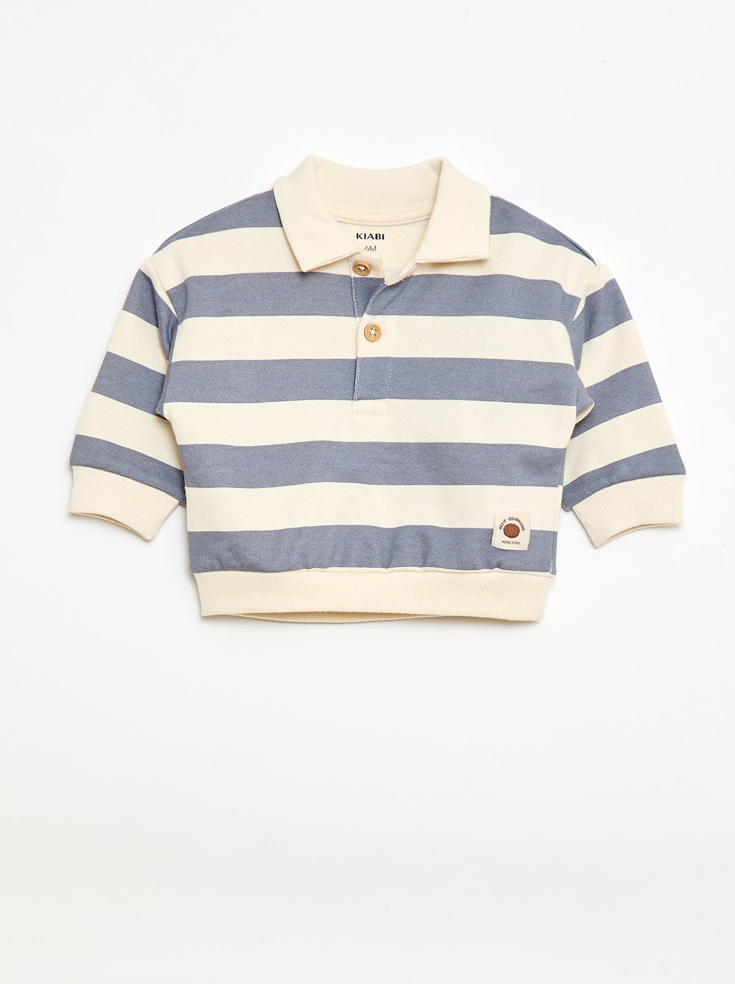 Felpa a righe con colletto polo