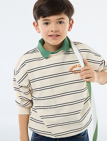 Felpa a righe con collo rotondo