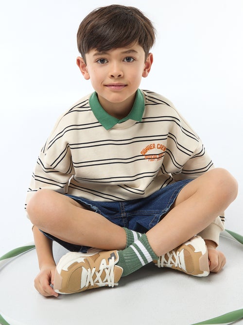 Felpa a righe con collo rotondo - Kiabi