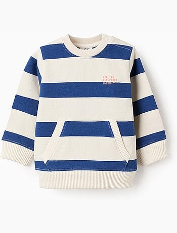 Felpa a righe con tasca a marsupio