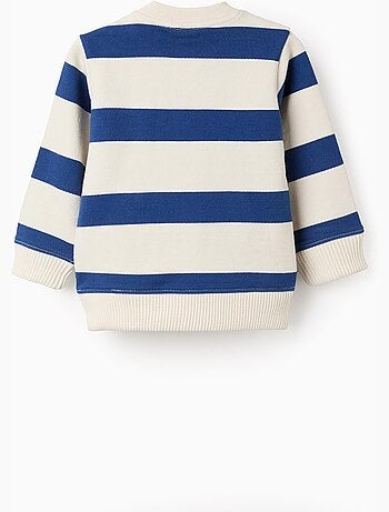 Felpa a righe con tasca a marsupio