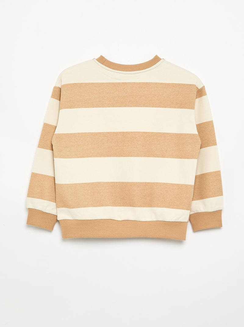 Felpa a righe in felpa non garzata Beige - Kiabi