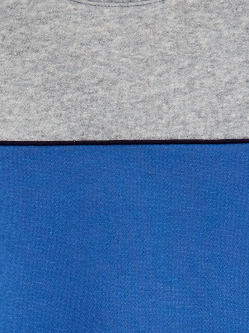 Felpa a scollo tondo bicolore BLU - Kiabi