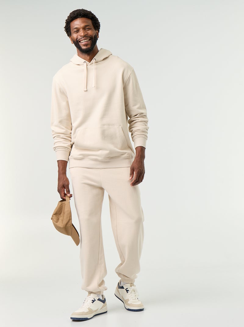 Felpa a tinta unita con cappuccio Beige - Kiabi