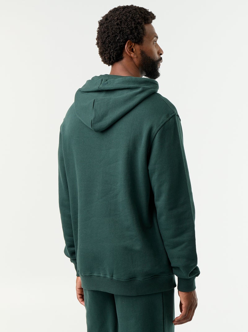 Felpa a tinta unita con cappuccio Verde - Kiabi