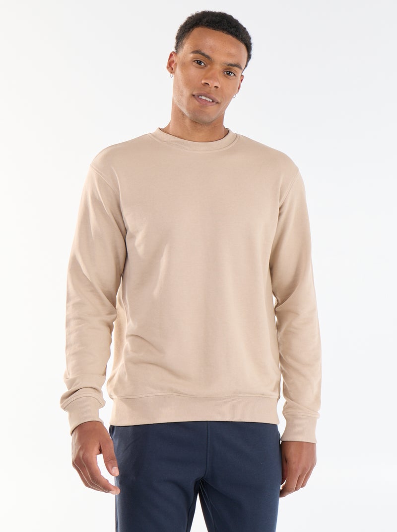 Felpa a tinta unita in French Terry Beige - Kiabi
