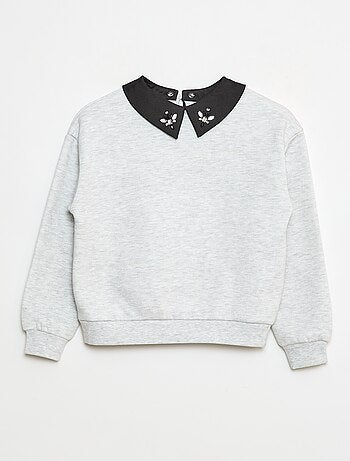 Felpa ampia con collo a strass