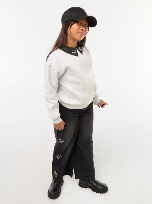 Felpa ampia con collo a strass - Kiabi