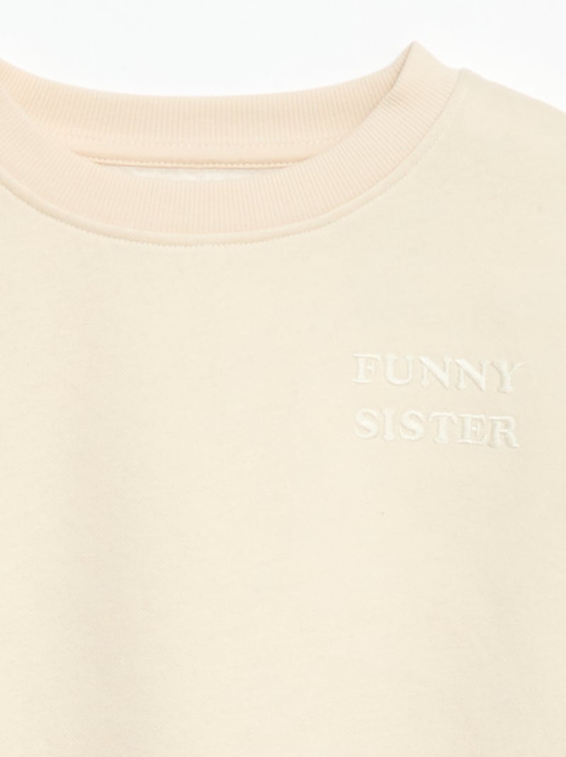 Felpa ampia con motivo sister Beige - Kiabi