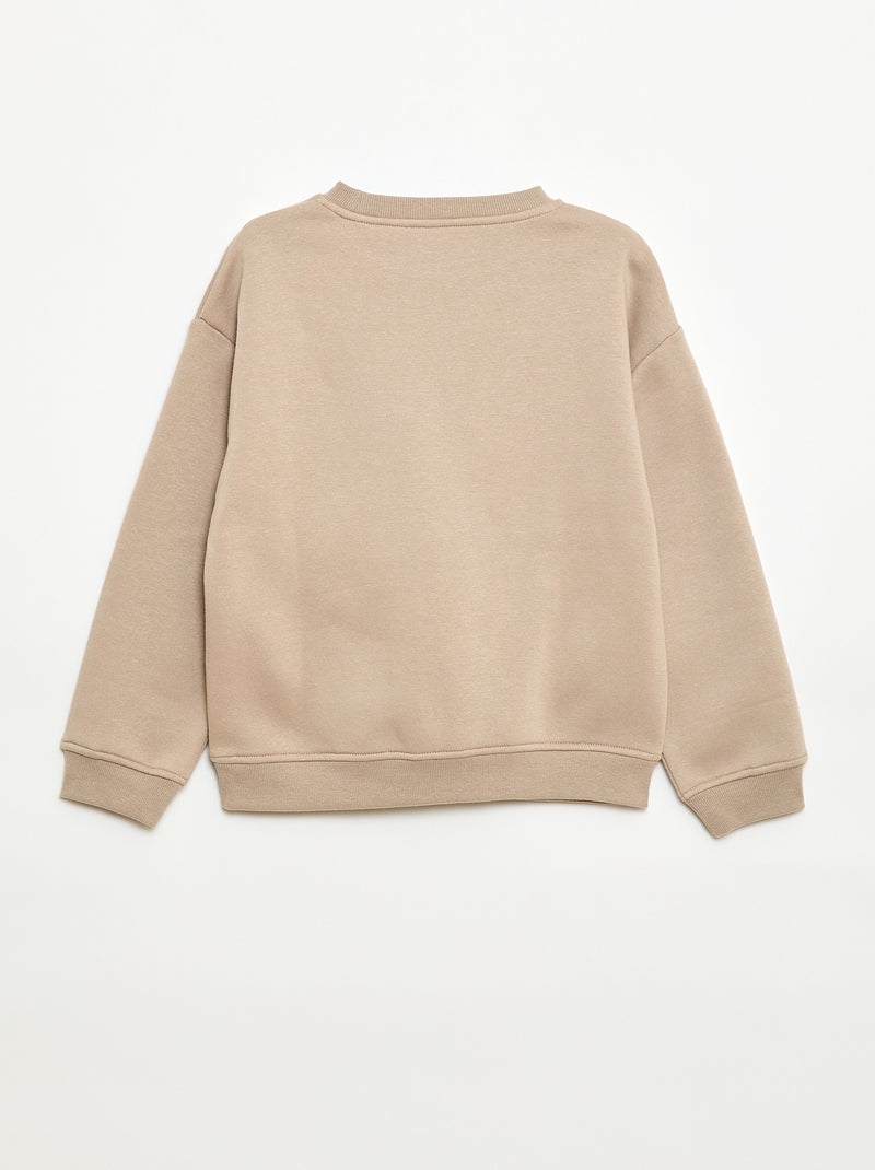 Felpa ampia con stampa Beige - Kiabi