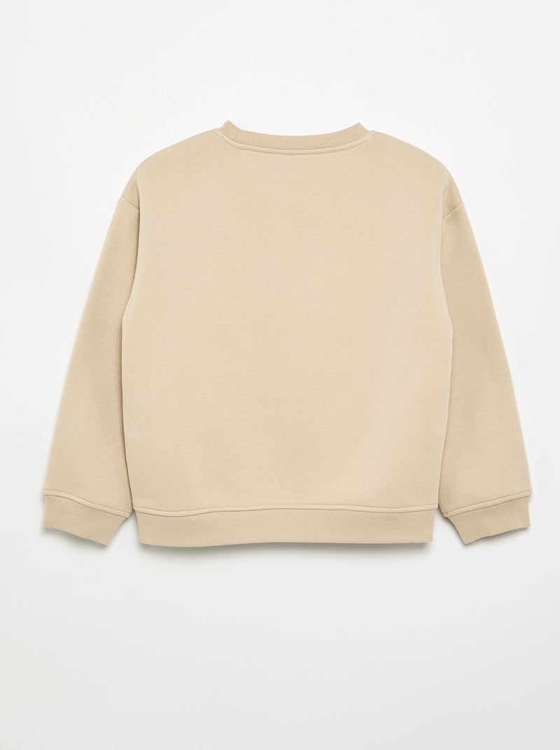 Felpa ampia con stampa Beige - Kiabi