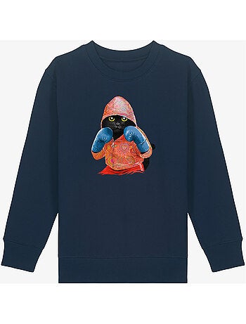 Felpa bambino BOXING CAT BLACK