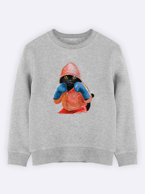 Felpa bambino BOXING CAT BLACK - Kiabi