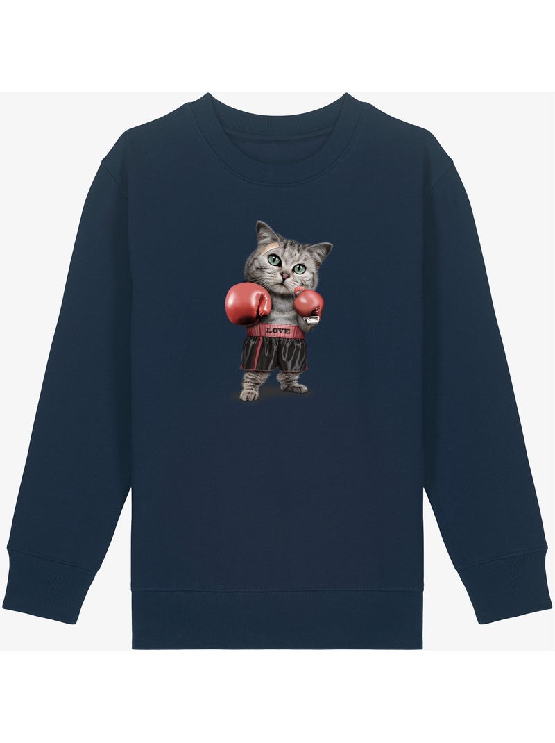 Felpa bambino BOXING CAT Blu marino - Kiabi