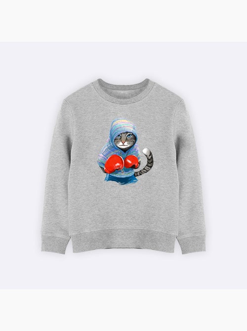Felpa bambino BOXING CAT GREY - Kiabi
