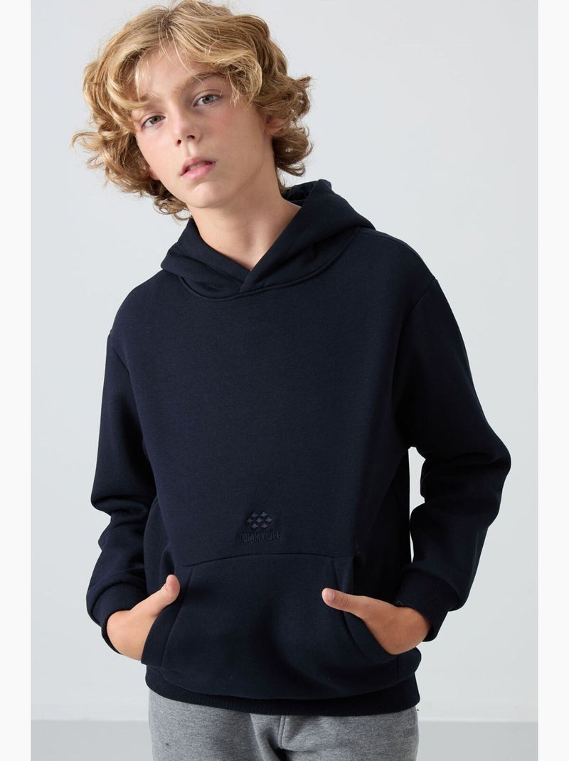 Felpa bambino con cappuccio tommy Blu marino - Kiabi