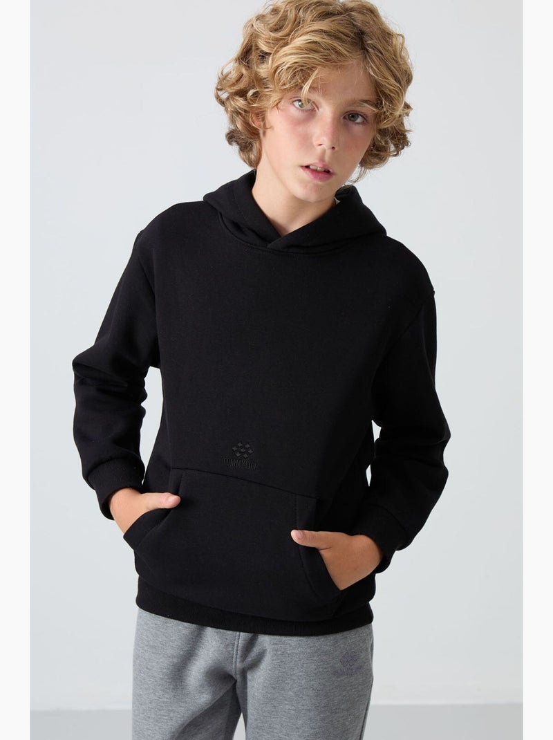 Felpa bambino con cappuccio tommy Nero - Kiabi