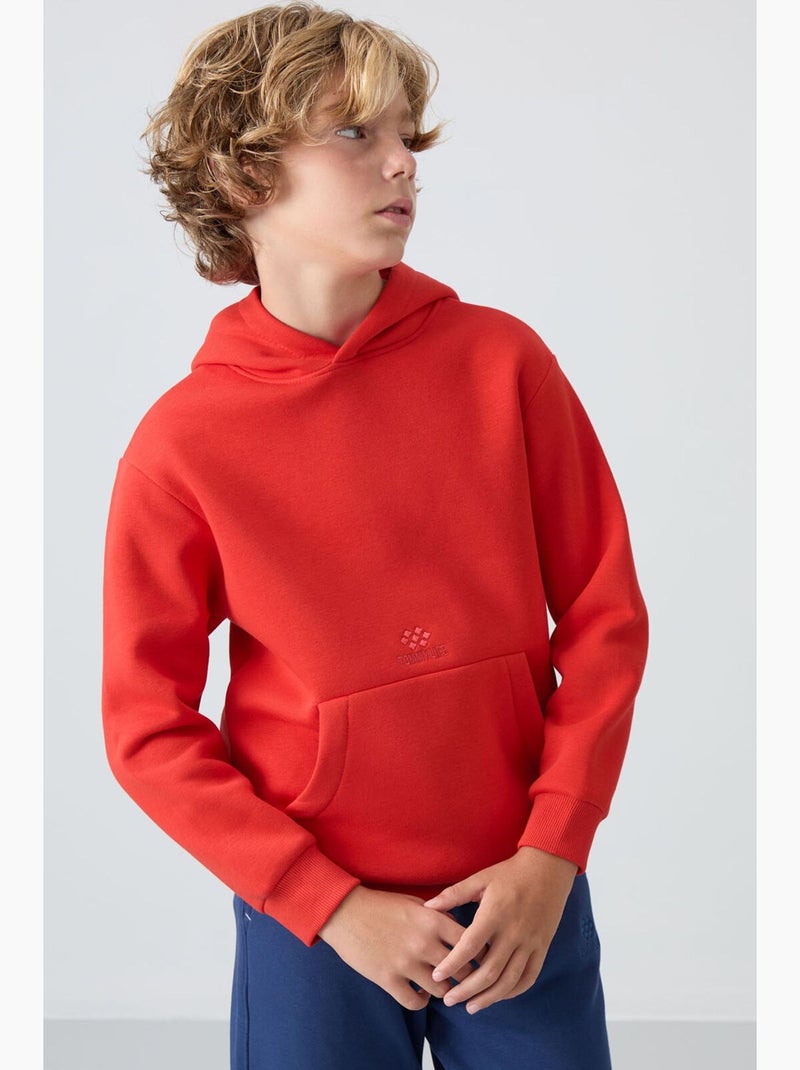 Felpa bambino con cappuccio tommy Rosso - Kiabi