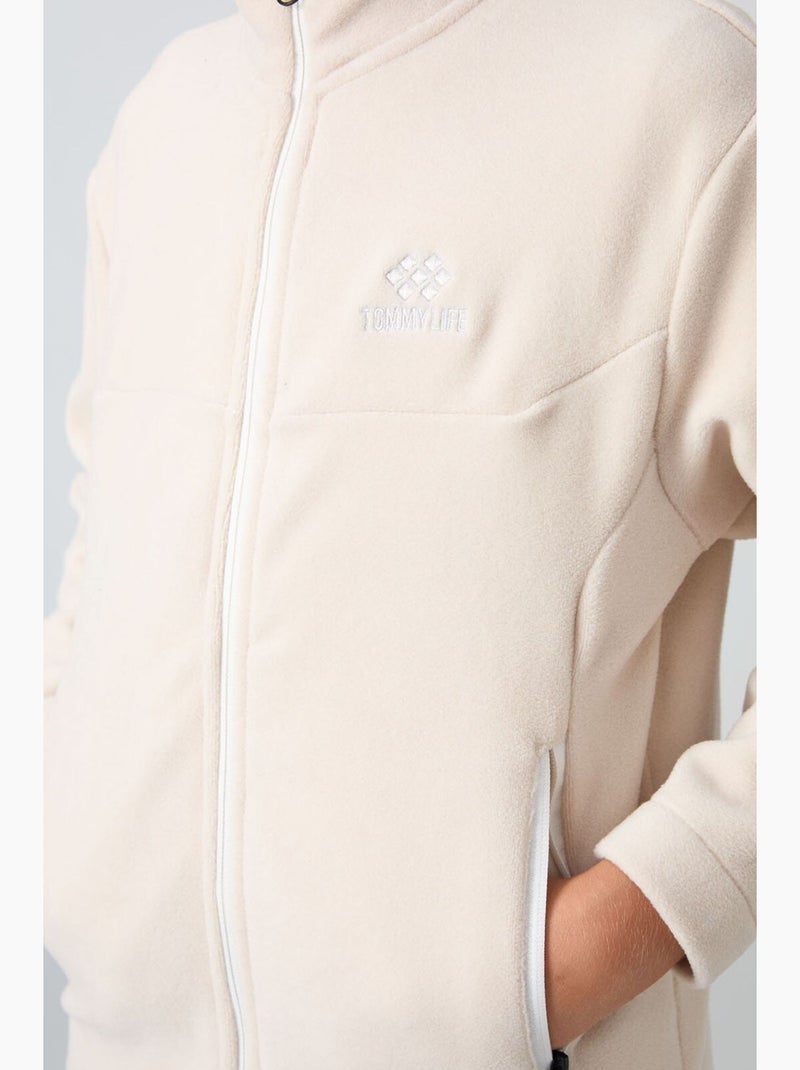 Felpa bambino con collo zip tommy Beige argilla - Kiabi