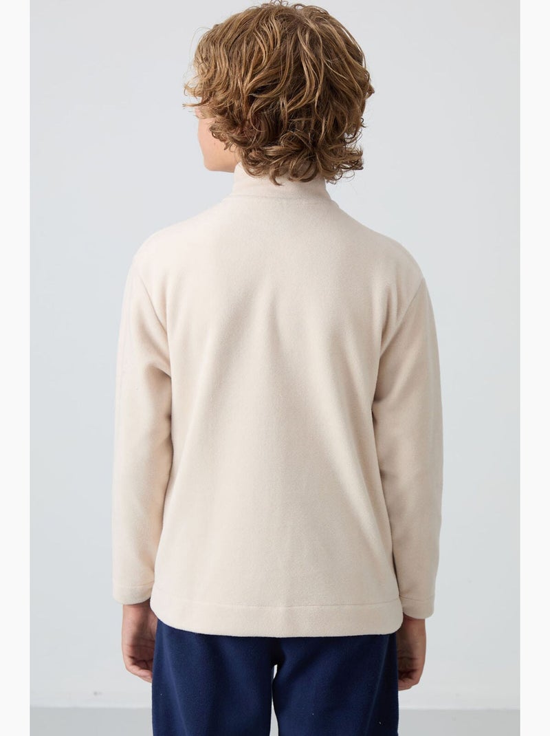 Felpa bambino con collo zip tommy Beige argilla - Kiabi