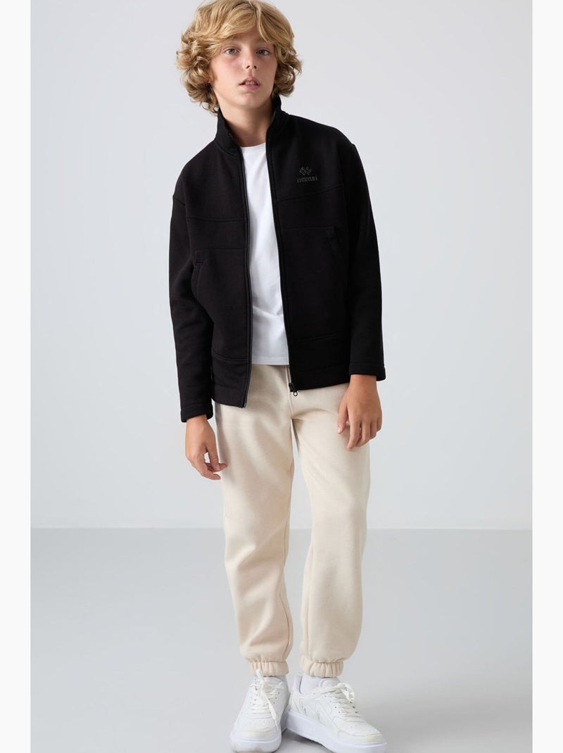 Felpa bambino con collo zip tommy Beige argilla - Kiabi