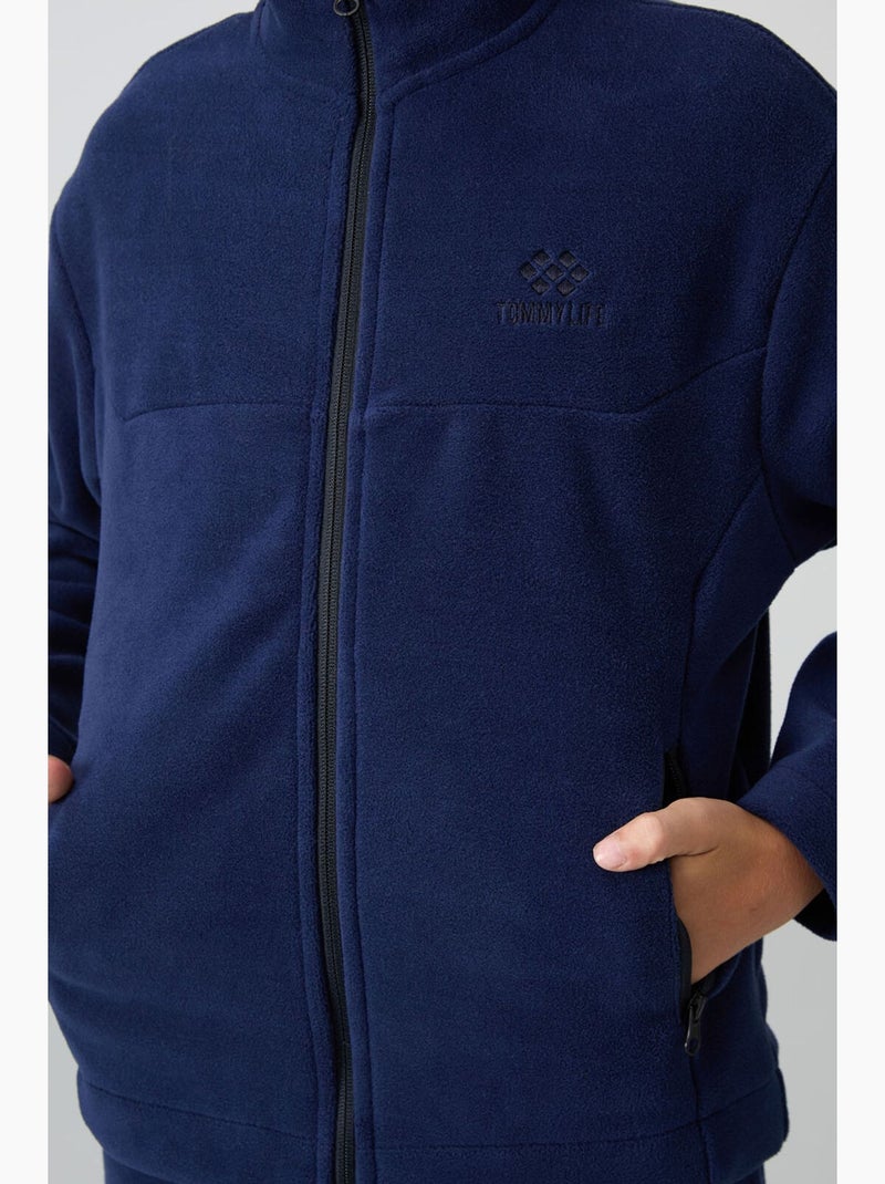 Felpa bambino con collo zip tommy Blu marino - Kiabi
