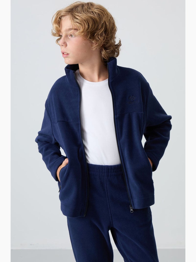 Felpa bambino con collo zip tommy Blu marino - Kiabi