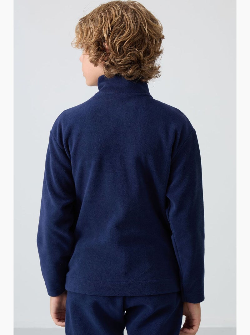 Felpa bambino con collo zip tommy Blu marino - Kiabi