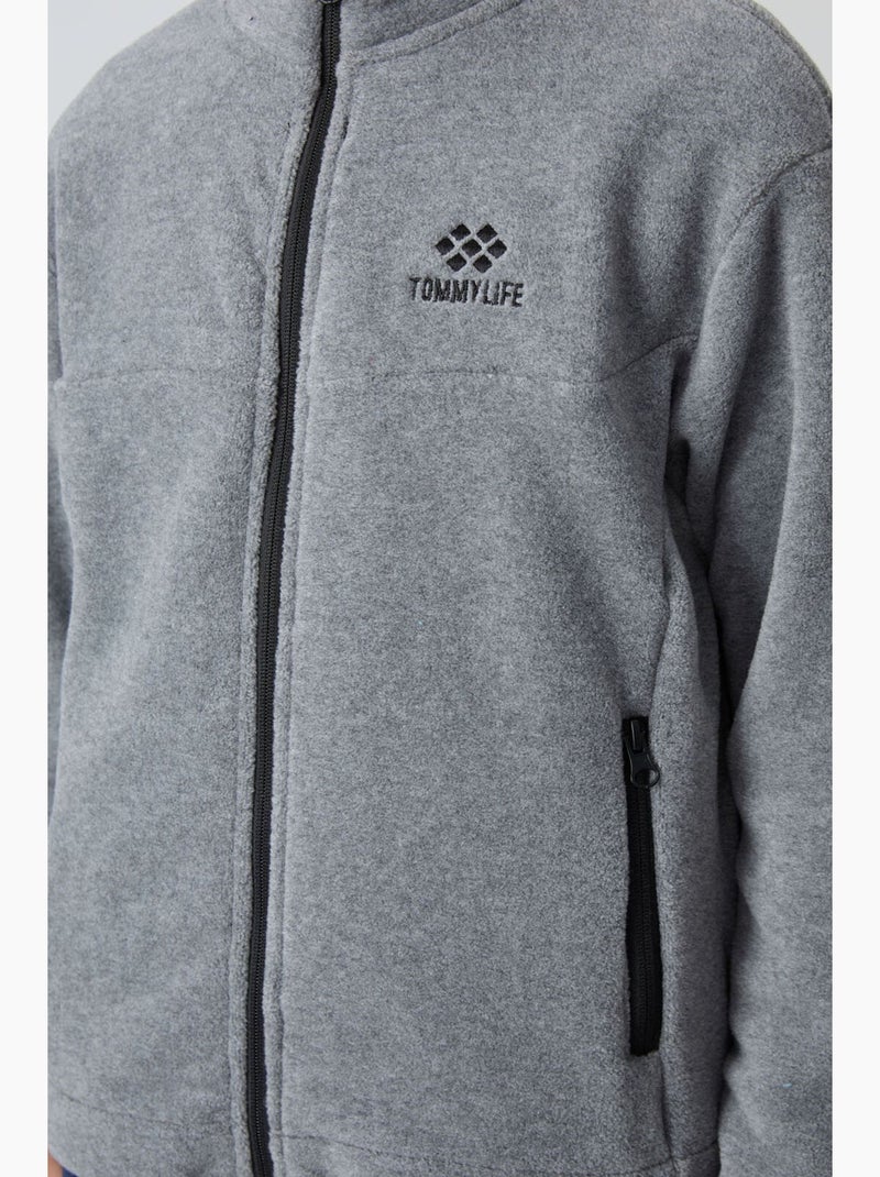 Felpa bambino con collo zip tommy Grigio - Kiabi