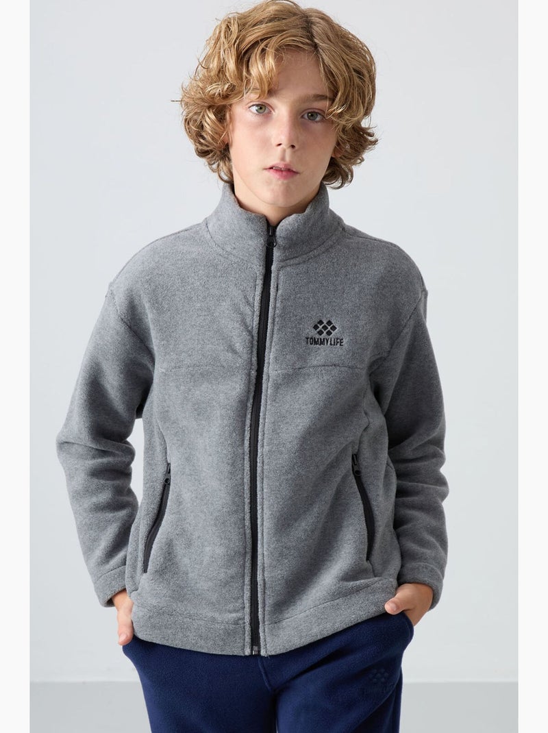 Felpa bambino con collo zip tommy Grigio - Kiabi
