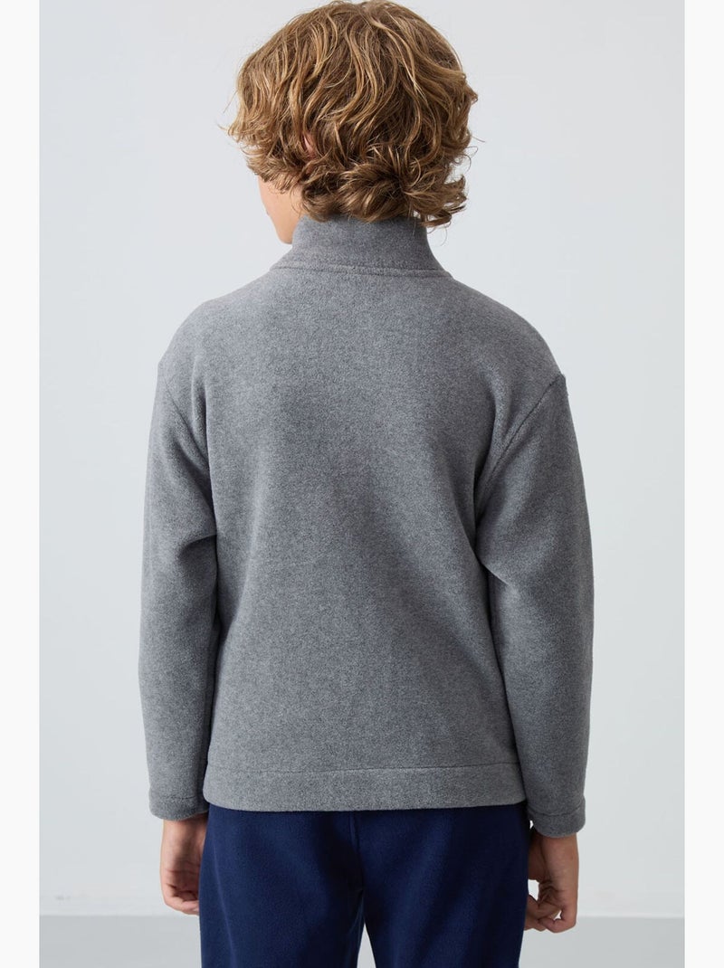 Felpa bambino con collo zip tommy Grigio - Kiabi