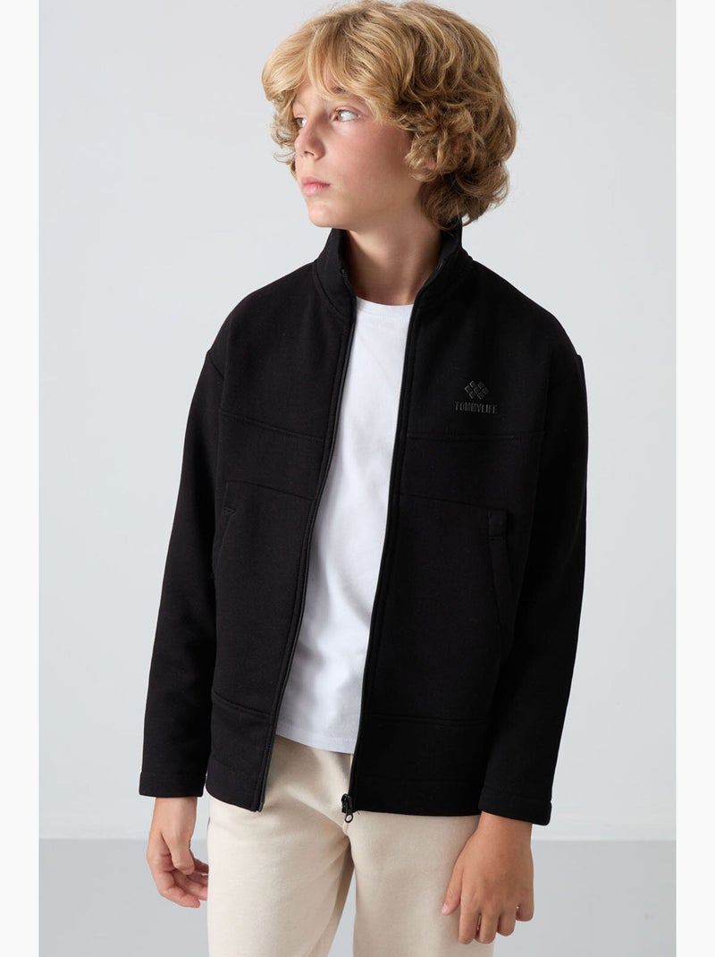 Felpa bambino con collo zip tommy Grigio - Kiabi
