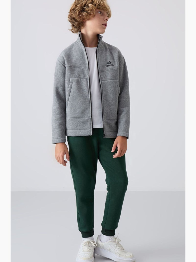Felpa bambino con collo zip tommy Grigio - Kiabi