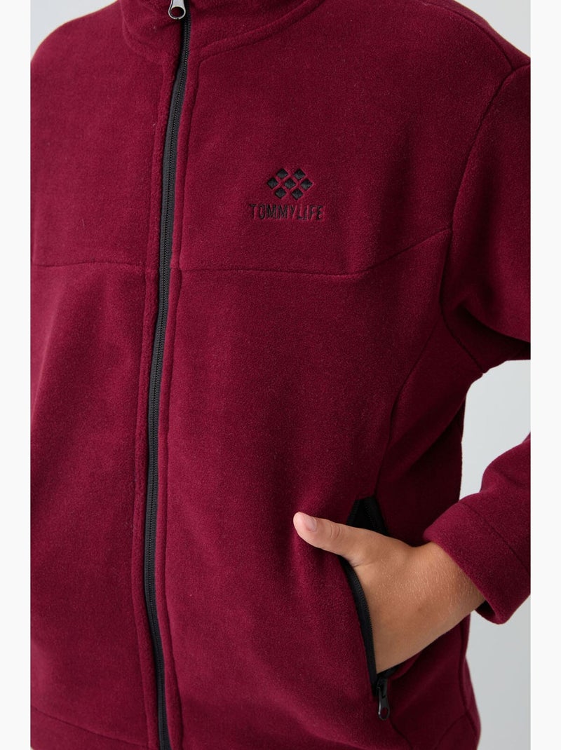 Felpa bambino con collo zip tommy Rosso bordeaux - Kiabi