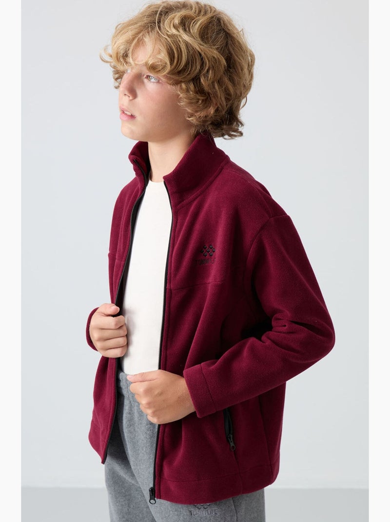 Felpa bambino con collo zip tommy Rosso bordeaux - Kiabi