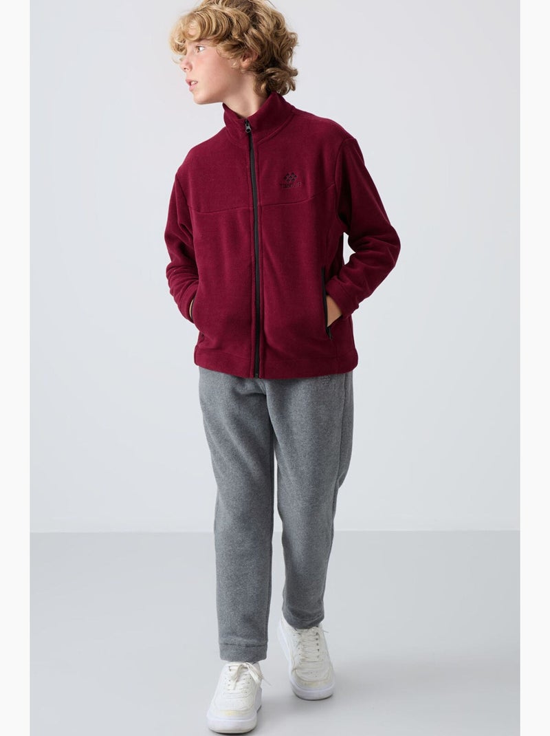 Felpa bambino con collo zip tommy Rosso bordeaux - Kiabi