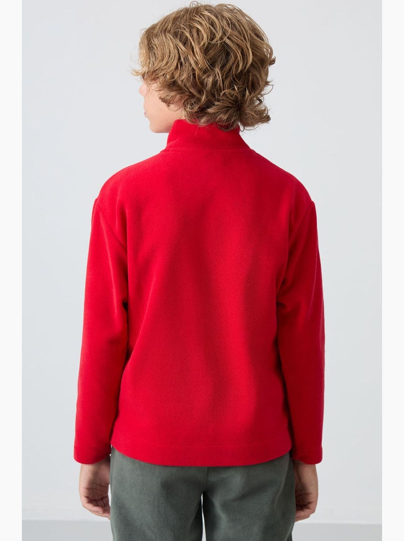 Felpa bambino con collo zip tommy Rosso - Kiabi