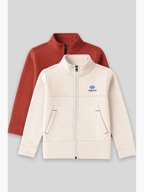 Felpa bambino con collo zip tommy - Kiabi