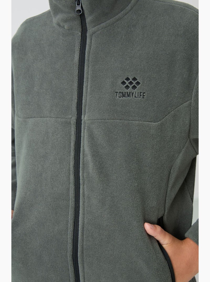 Felpa bambino con collo zip tommy Verde scuro - Kiabi