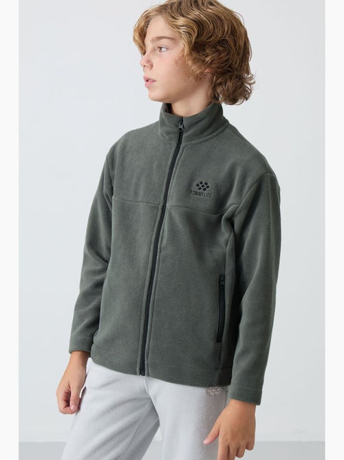 Felpa bambino con collo zip tommy - Kiabi