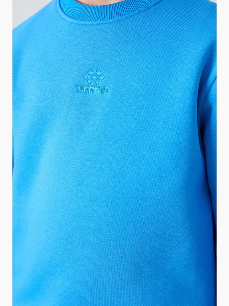 Felpa bambino girocollo ricamata tommy Blu elettrico - Kiabi